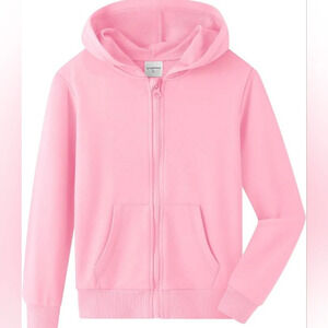 Spring&Gege Girls Solid Classic Hoodies Soft Hooded Full Zip Sweatshirts for Chi